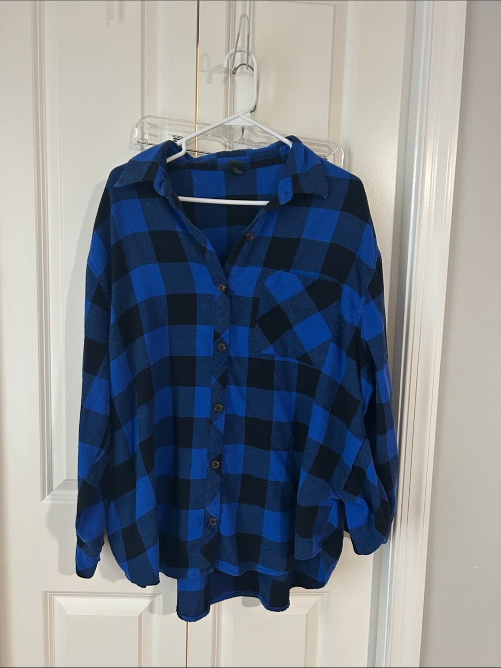 wild fable Royal Blue and Black Plaid Button-Up Shirt
